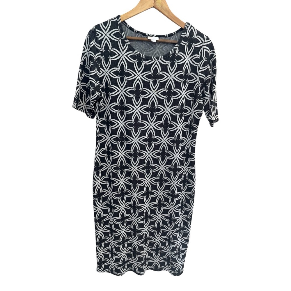 LuLaRoe Fitted Jacquard Black and White Patterned Dress Size Large Women’s